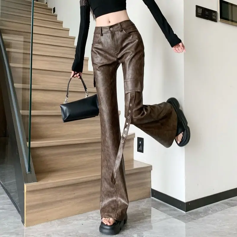 Straight Leather Pants Women New Slim Casual Pants Autumn Winter 2024 Loose Personality High Waist Wide-Leg Pants Design
Straight Leather Pants Women New Slim Casual Pants Autumn Winter 2024 Loose Personality High Waist Wide-Leg Pants Design