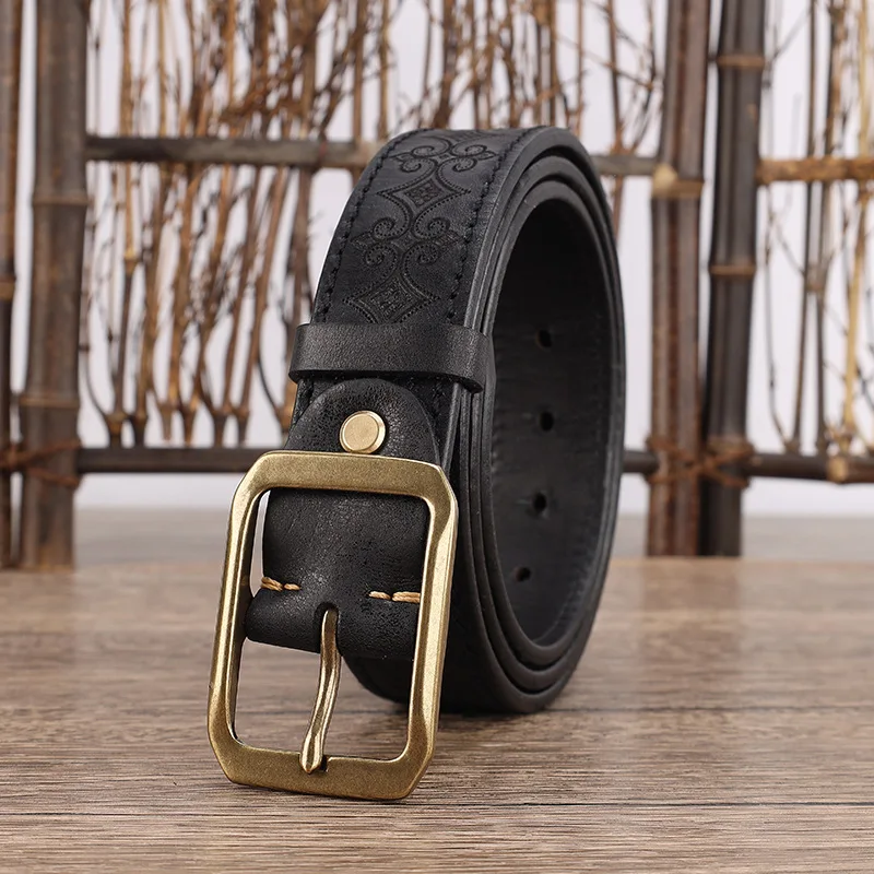 Men's Thick Top-grain Leather Belt, Carved Genuine Leather
Men's Thick Top-grain Leather Belt, Carved Genuine Leather