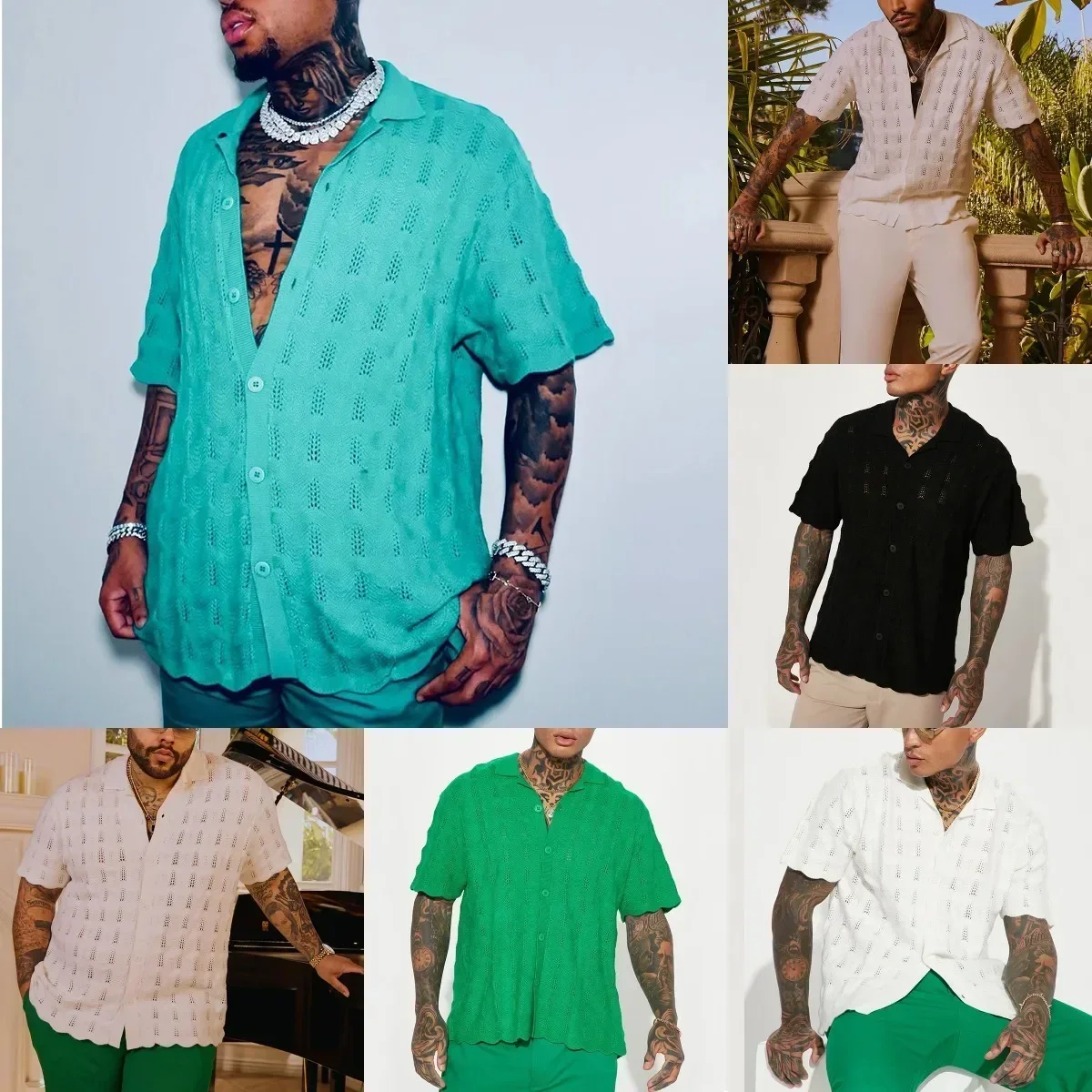 2023 Summer Leisure Short Sleeve Button Knitted Shirts Men Casual Solid Color Embroidery Tops Men's Clothes Fashion Loose Shirt
2023 Summer Leisure Short Sleeve Button Knitted Shirts Men Casual Solid Color Embroidery Tops Men's Clothes Fashion Loose Shirt