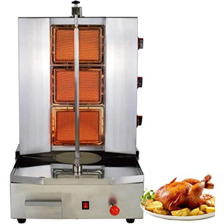 Commercial Propane Gas Shawarma Grill 3 Burner Vertical Broiler with Automatic Spinning Holder for Gyro Meat 25lbs Ccity in Sta
Commercial Propane Gas Shawarma Grill 3 Burner Vertical Broiler with Automatic Spinning Holder for Gyro Meat 25lbs Ccity in Sta