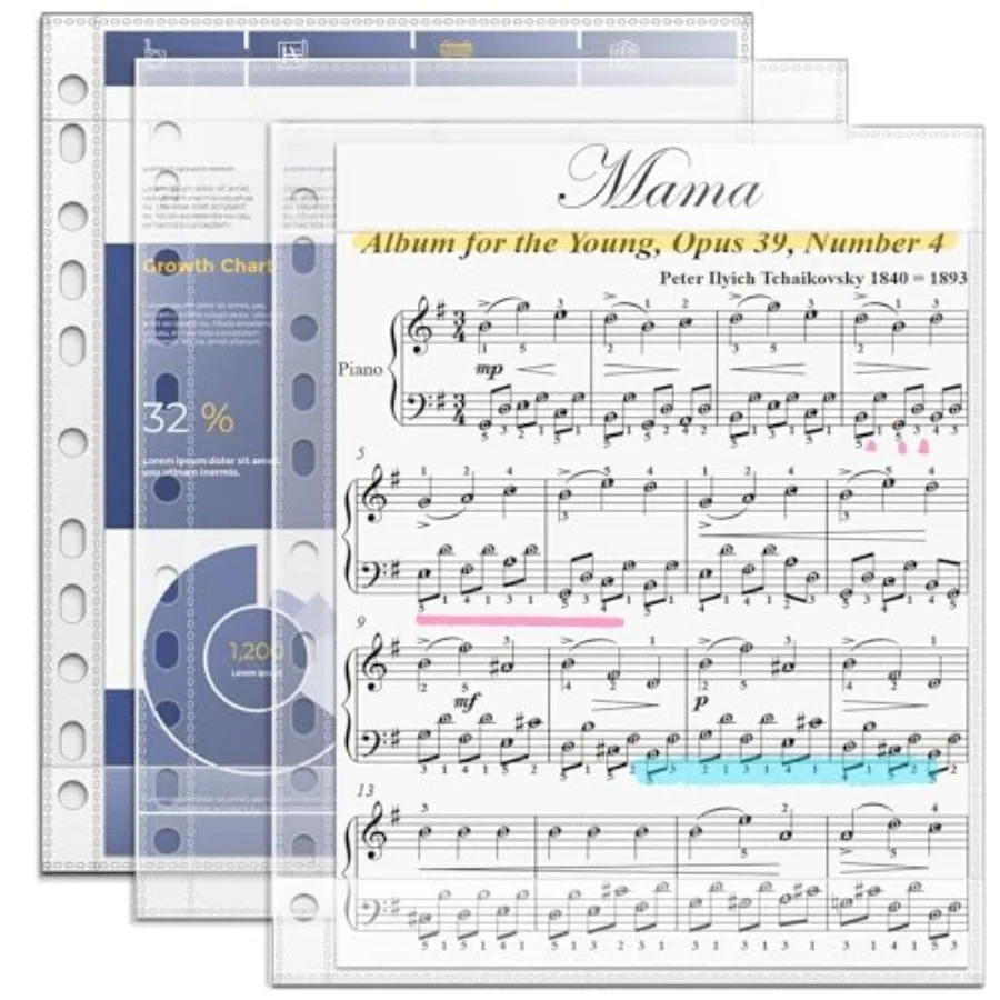 Heavyweight Sheet Music Sleeves - 20 PCS Choral Folder Sleeves for Music Binder 8.511 Sheet Protectors
Heavyweight Sheet Music Sleeves - 20 PCS Choral Folder Sleeves for Music Binder 8.511 Sheet Protectors