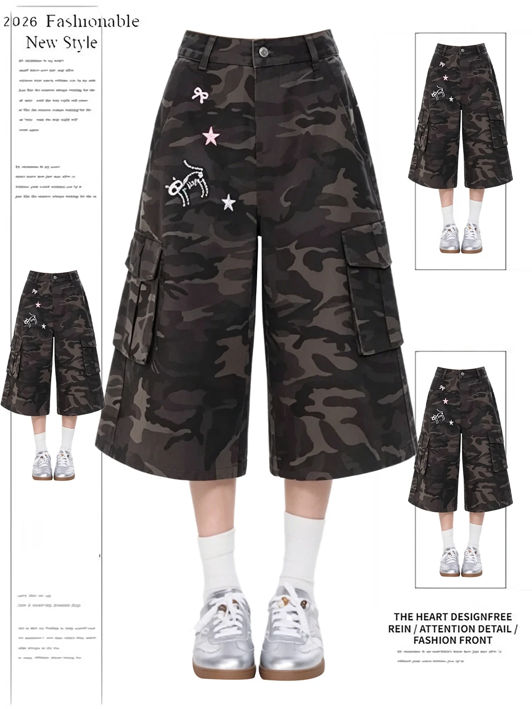 American Style Loose Fit Camouflage Workwear Shorts Women Summer New Five Pockets Wide Leg High Waist Denim Casual Pants
American Style Loose Fit Camouflage Workwear Shorts Women Summer New Five Pockets Wide Leg High Waist Denim Casual Pants
