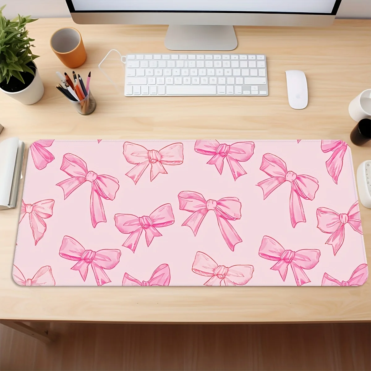Большой розовый коврик для мыши с бантом, утолщенная нескользящая резиновая основа для рабочего стола и игр
Большой розовый коврик для мыши с бантом, утолщенная нескользящая резиновая основа для рабочего стола и игр