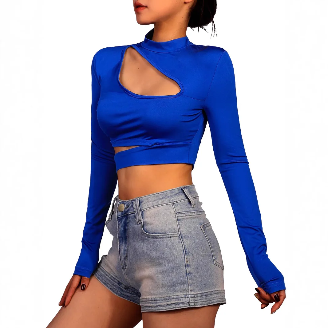 European and American Sexy Short Style Spring and Autumn Slim Fit Small High Neck Fashionable Hollow Out Sexy Exposed Navel
European and American Sexy Short Style Spring and Autumn Slim Fit Small High Neck Fashionable Hollow Out Sexy Exposed Navel