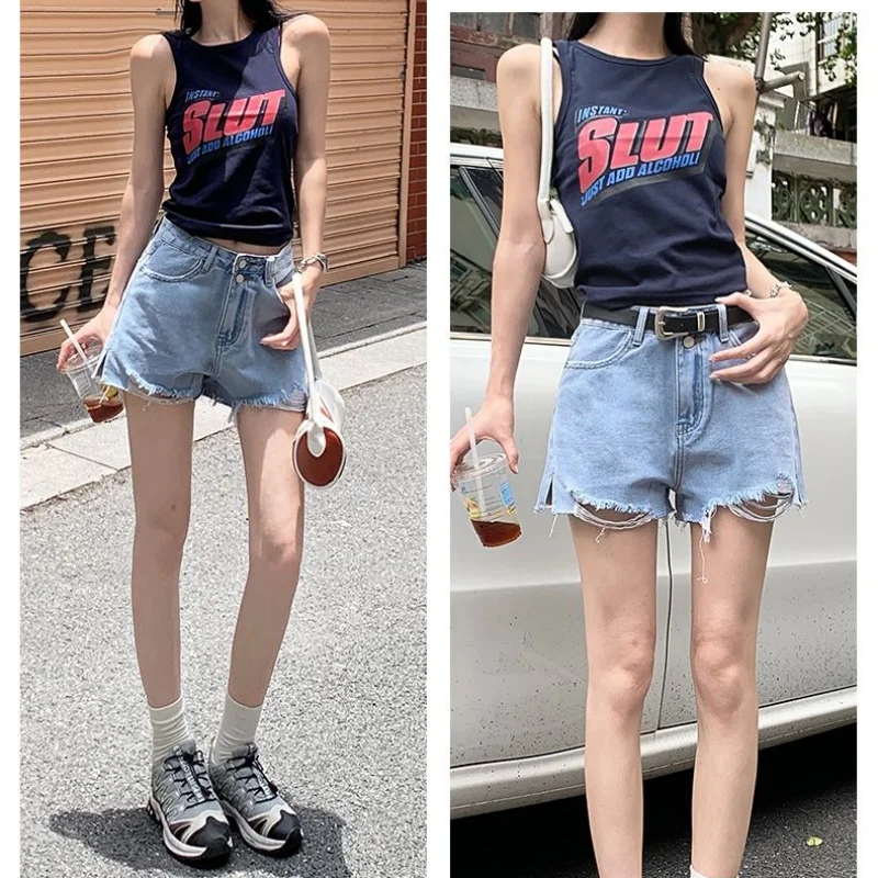 Summer American-Style Spicy Girl Style Women's Denim Shorts with High-Waist Design Ripped Hole Jean Shorts Casual Hot Pants
Summer American-Style Spicy Girl Style Women's Denim Shorts with High-Waist Design Ripped Hole Jean Shorts Casual Hot Pants