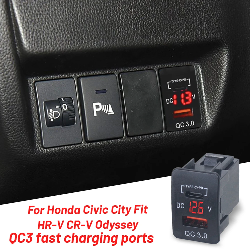 Red LED Fast USB Charger Voltmeter Display Interface Socket for Honda Crider Accord 2021 Fit 2014 City 2017Vezel Interior
Red LED Fast USB Charger Voltmeter Display Interface Socket for Honda Crider Accord 2021 Fit 2014 City 2017Vezel Interior