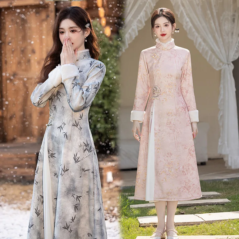 Aodai новое китайское улучшенное платье Cheongsam с длинными рукавами для осени и зимы, платье Ципао для молодых женщин
Aodai новое китайское улучшенное платье Cheongsam с длинными рукавами для осени и зимы, платье Ципао для молодых женщин