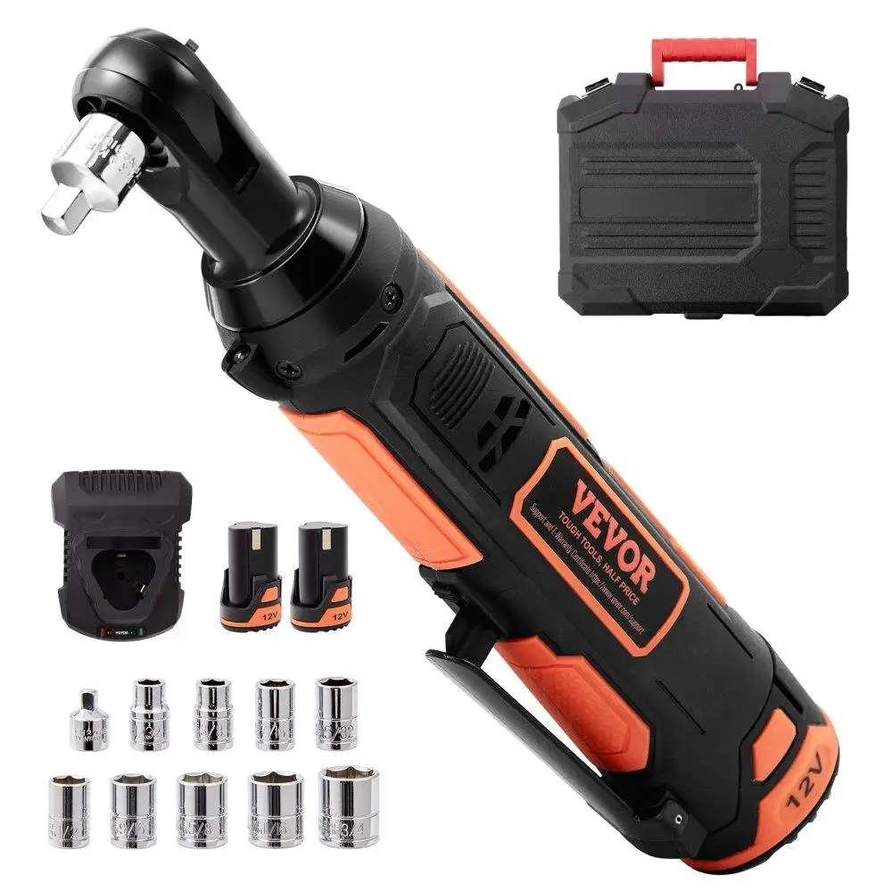 12V Cordless Electric Ratchet Wrench Set 33 Ft-lbs Power Tool Kit Fast Charging with 2 Batteries LED Light Variable Speed
12V Cordless Electric Ratchet Wrench Set 33 Ft-lbs Power Tool Kit Fast Charging with 2 Batteries LED Light Variable Speed