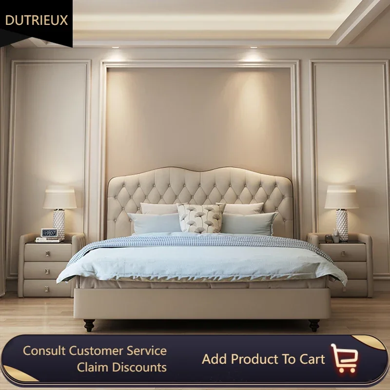 Leather Elegant Double Bed Wood European Style Modern Storage Queen Bed Luxury Princess Comferter Cama Casal Bedroom Furniture
Leather Elegant Double Bed Wood European Style Modern Storage Queen Bed Luxury Princess Comferter Cama Casal Bedroom Furniture