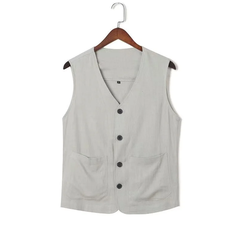Middle-aged Elderly Men Vest New Chinese Style Summer Thin Sleeveless Jacket Beathable Cotton Linen V-nevk Cardigan Tang Suits
Middle-aged Elderly Men Vest New Chinese Style Summer Thin Sleeveless Jacket Beathable Cotton Linen V-nevk Cardigan Tang Suits