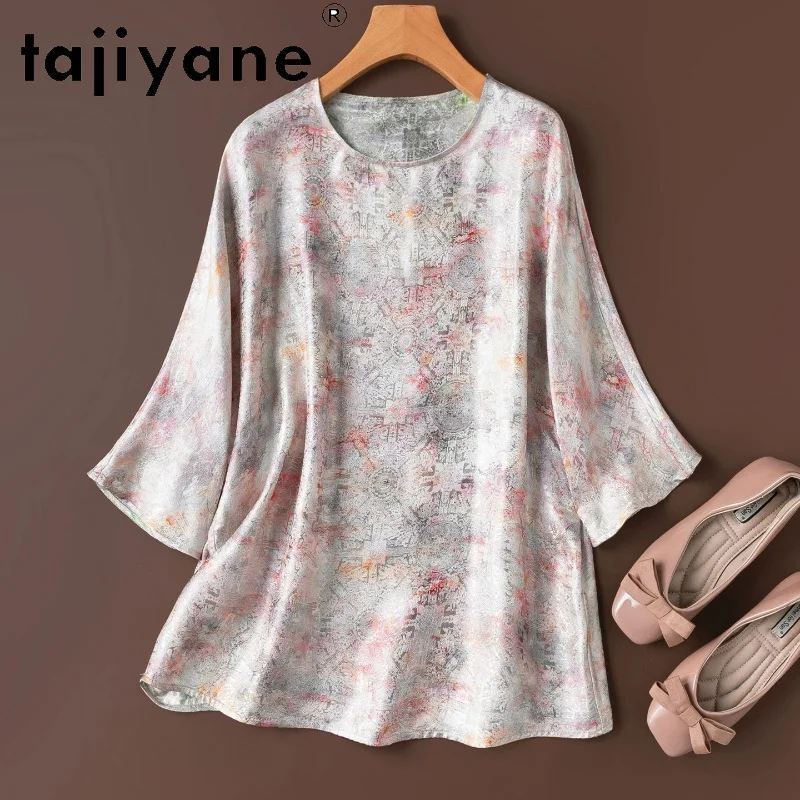 TAJIYANE 100% Mulberry Silk Women T Shirts Reversible Jacquard Satin T Shirt Real Silk Summer Tops for Woman Clothes 2026 топ
TAJIYANE 100% Mulberry Silk Women T Shirts Reversible Jacquard Satin T Shirt Real Silk Summer Tops for Woman Clothes 2026 топ