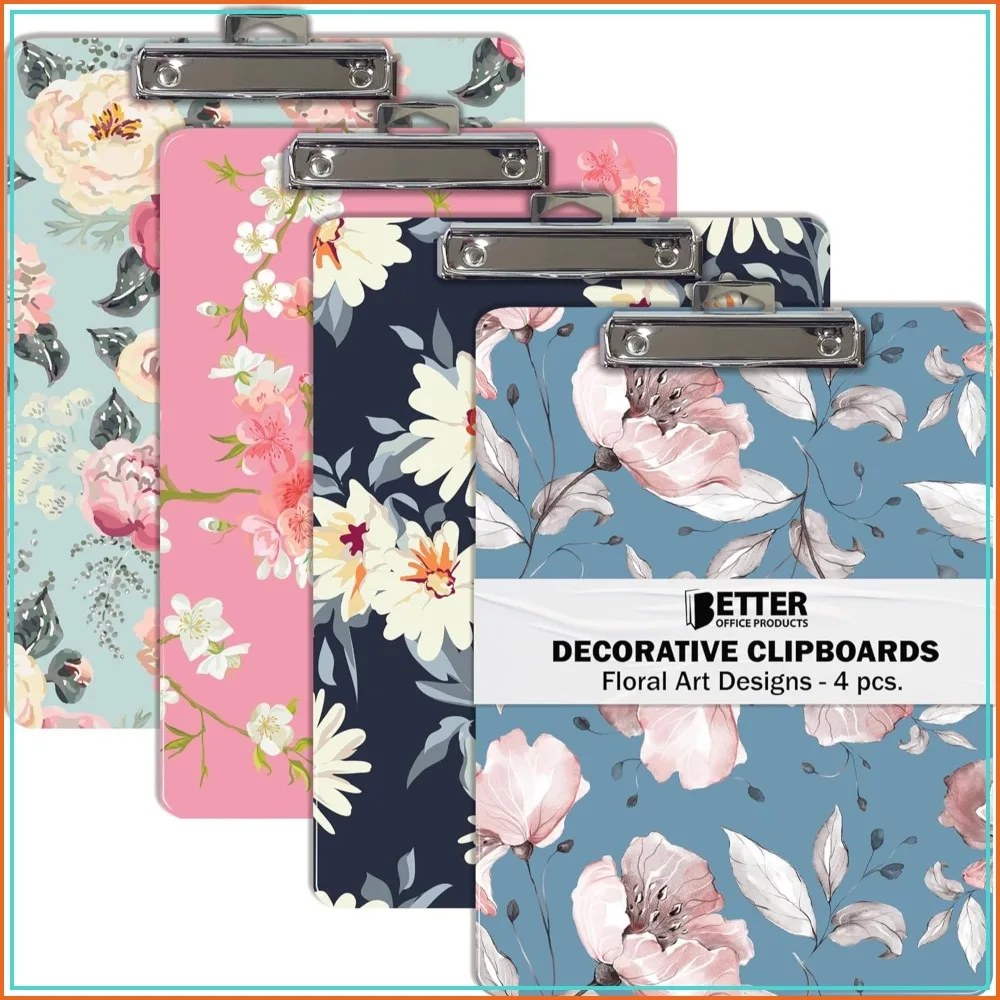 4-Pack Wooden Clipboards, A4/Letter Size, Floral Designs, Strong Clip, Retractable Hanging Tab
4-Pack Wooden Clipboards, A4/Letter Size, Floral Designs, Strong Clip, Retractable Hanging Tab