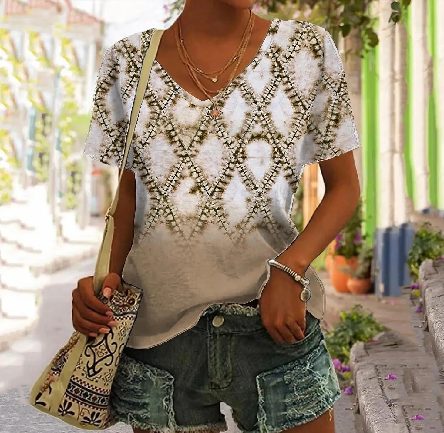 Women's T Shirt Plaid Print Tops Ladies Clothing V-neck Harajuku Pullover Summer Vintage Patchwork Oversized Short Sleeve Tees
Women's T Shirt Plaid Print Tops Ladies Clothing V-neck Harajuku Pullover Summer Vintage Patchwork Oversized Short Sleeve Tees