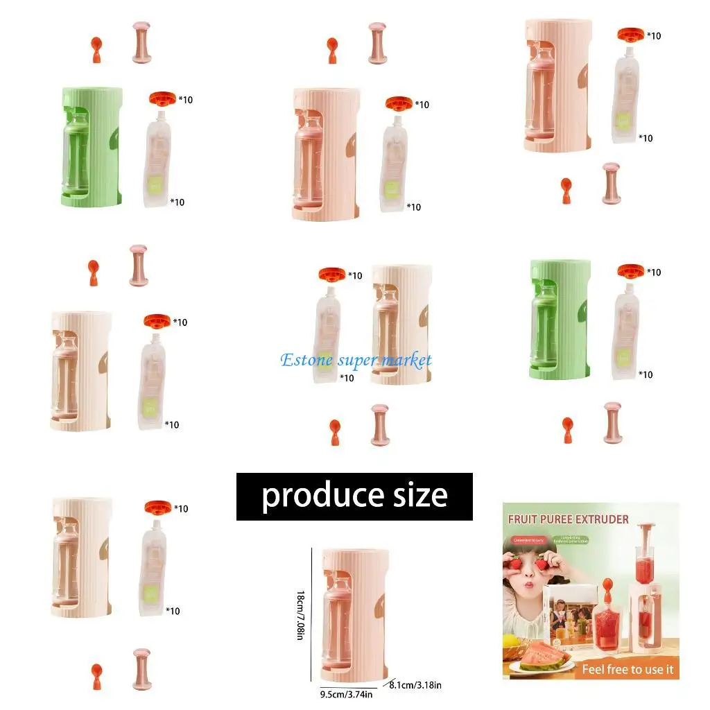 090B Диспенсер для детского питания с 10 шт. 118 мл мешками для хранения Ручная кормушка для домашних пюре-закусок
090B Диспенсер для детского питания с 10 шт. 118 мл мешками для хранения Ручная кормушка для домашних пюре-закусок