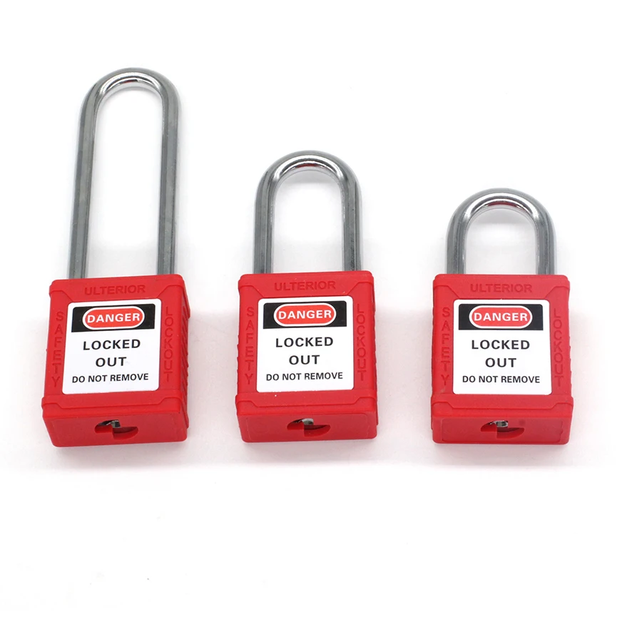 Industrical Safety Lockout red steel shackle 25mm 38mm 76mm Non-conductive Plastic Loto Tagout Lock Supplies
Industrical Safety Lockout red steel shackle 25mm 38mm 76mm Non-conductive Plastic Loto Tagout Lock Supplies