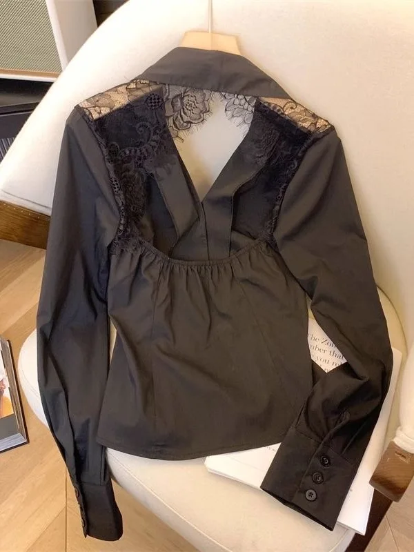 Sexy Bal Lace irt Women's Springtime Elegance V-ne Design Sensual Inner Wear Top Loose Fit Long Sve Pure Color
Sexy Bal Lace irt Women's Springtime Elegance V-ne Design Sensual Inner Wear Top Loose Fit Long Sve Pure Color