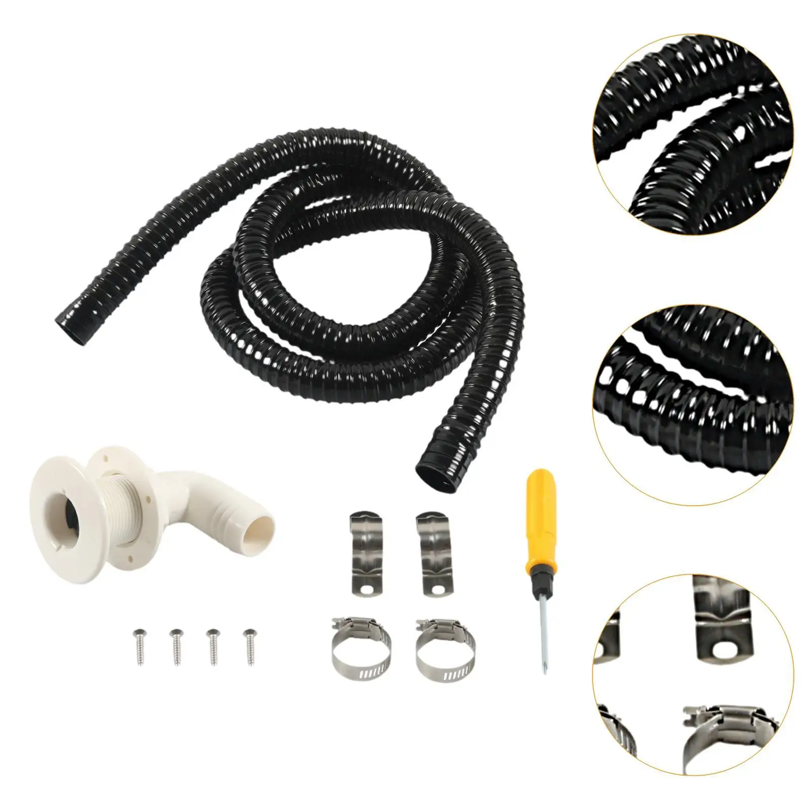 Bilge Plumbing Kit with Flexible Hose Easy to Use ABS Material Boat Accessory for Marine Bottom Drain Outlet
Bilge Plumbing Kit with Flexible Hose Easy to Use ABS Material Boat Accessory for Marine Bottom Drain Outlet