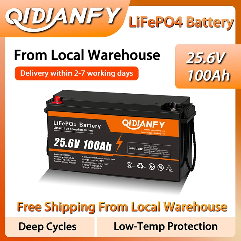 Qidianfy 24V 100Ah LiFePO4 Battery with 100A BMS 2560Wh Power Output 15000 Cycles for RV Solar Systems Camping Fishing Backup Power
Qidianfy 24V 100Ah LiFePO4 Battery with 100A BMS 2560Wh Power Output 15000 Cycles for RV Solar Systems Camping Fishing Backup Power