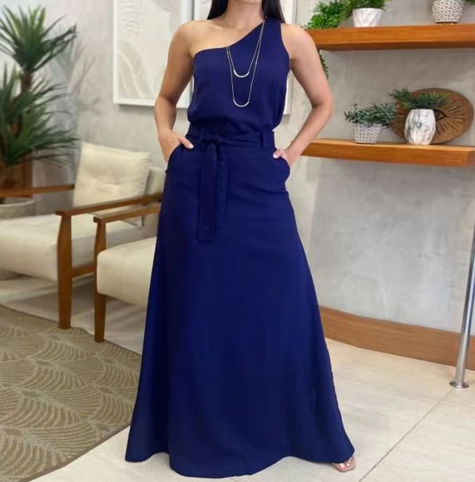 Women's Elegant Skirt Set Lace Up Long Skirt New Fashionable Solid Color Slanted Collar Sleeveless Casual High Waisted Skirt Set
Women's Elegant Skirt Set Lace Up Long Skirt New Fashionable Solid Color Slanted Collar Sleeveless Casual High Waisted Skirt Set