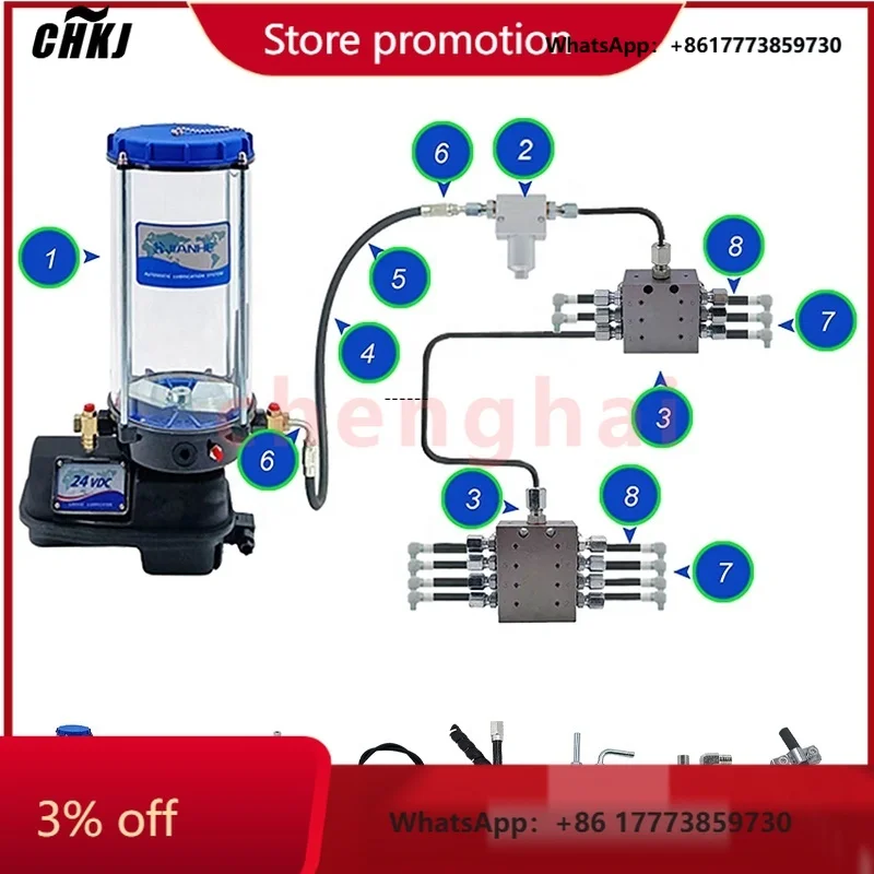 CHKJ-2025NEWElectric Lubrication Pump Grease 24v 12 Volt Automatic Grease Lubrication Pump System for Truck Bulldozers
CHKJ-2025NEWElectric Lubrication Pump Grease 24v 12 Volt Automatic Grease Lubrication Pump System for Truck Bulldozers