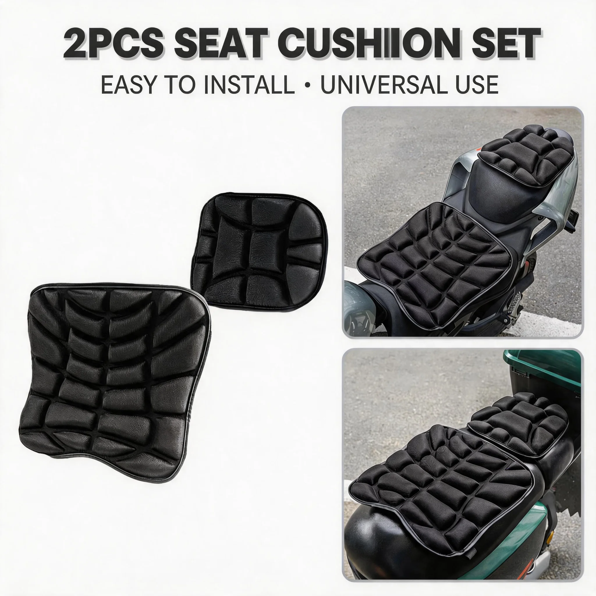 2pcs 3D Motorcycle Gel Seat Pad Comfort Breathable Universal Shock Absorbing Seat Cushion Cover Fit for Most Motorbike Models
2pcs 3D Motorcycle Gel Seat Pad Comfort Breathable Universal Shock Absorbing Seat Cushion Cover Fit for Most Motorbike Models