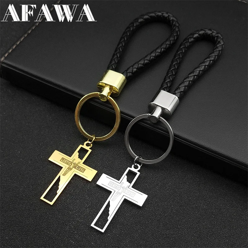 Catholic Jesus Cross Key Chain for Women Men Stainless Steel Gold Color Christ Crucifix Amulet Key Ring Jewelry chaveiro K3568
Catholic Jesus Cross Key Chain for Women Men Stainless Steel Gold Color Christ Crucifix Amulet Key Ring Jewelry chaveiro K3568