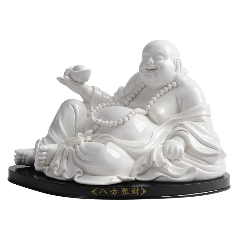 White porcelain big belly Maitreya Buddha statue ornament ceramic gifts home living room decoration
White porcelain big belly Maitreya Buddha statue ornament ceramic gifts home living room decoration