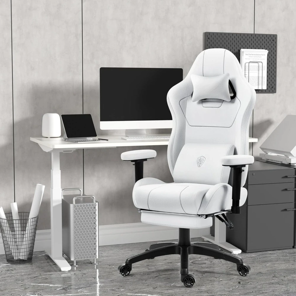 Gaming Chair Tech Fabric with Pocket Spring Cushion, Comfortable Reclining Game Office Chair 300lbs for Adult and Teen, White
Gaming Chair Tech Fabric with Pocket Spring Cushion, Comfortable Reclining Game Office Chair 300lbs for Adult and Teen, White