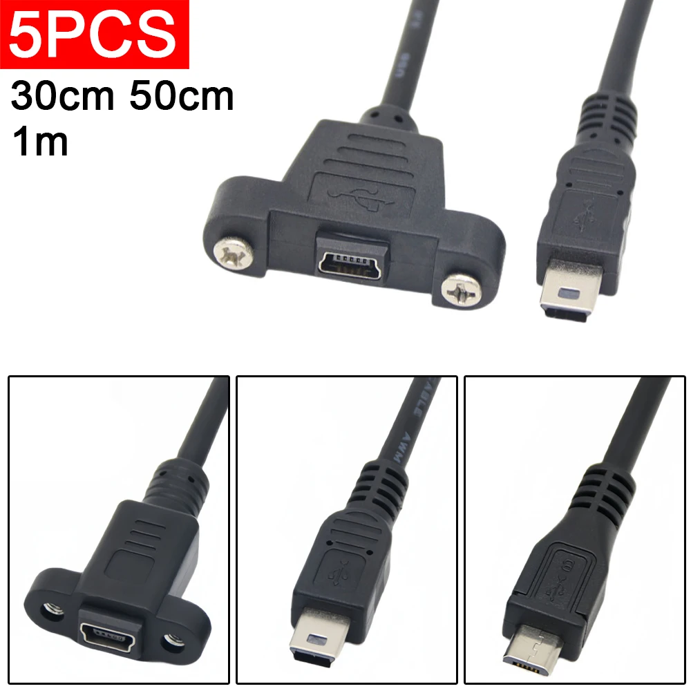 5pcs Micro USB Male to Female Extension Cable With Ear Screw Hole Small Spacing Android Male to Female V8 to Type-C Data Cable
5pcs Micro USB Male to Female Extension Cable With Ear Screw Hole Small Spacing Android Male to Female V8 to Type-C Data Cable