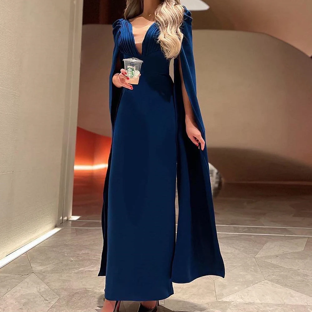 Customized Fashion V-Neck Jersey Sleeveless Evening Dress Modern Pleats Straight Ankle Length Celebrity Gowns Vestido
Customized Fashion V-Neck Jersey Sleeveless Evening Dress Modern Pleats Straight Ankle Length Celebrity Gowns Vestido