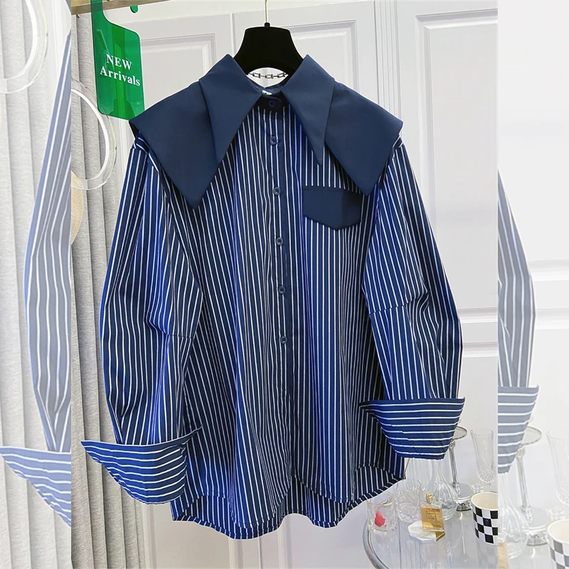SuperAen Oversize Retro Korean-style Sailor Collar Patchwork Shirt for Women Spring and Autumn New Striped Design Fashion Shirts
SuperAen Oversize Retro Korean-style Sailor Collar Patchwork Shirt for Women Spring and Autumn New Striped Design Fashion Shirts