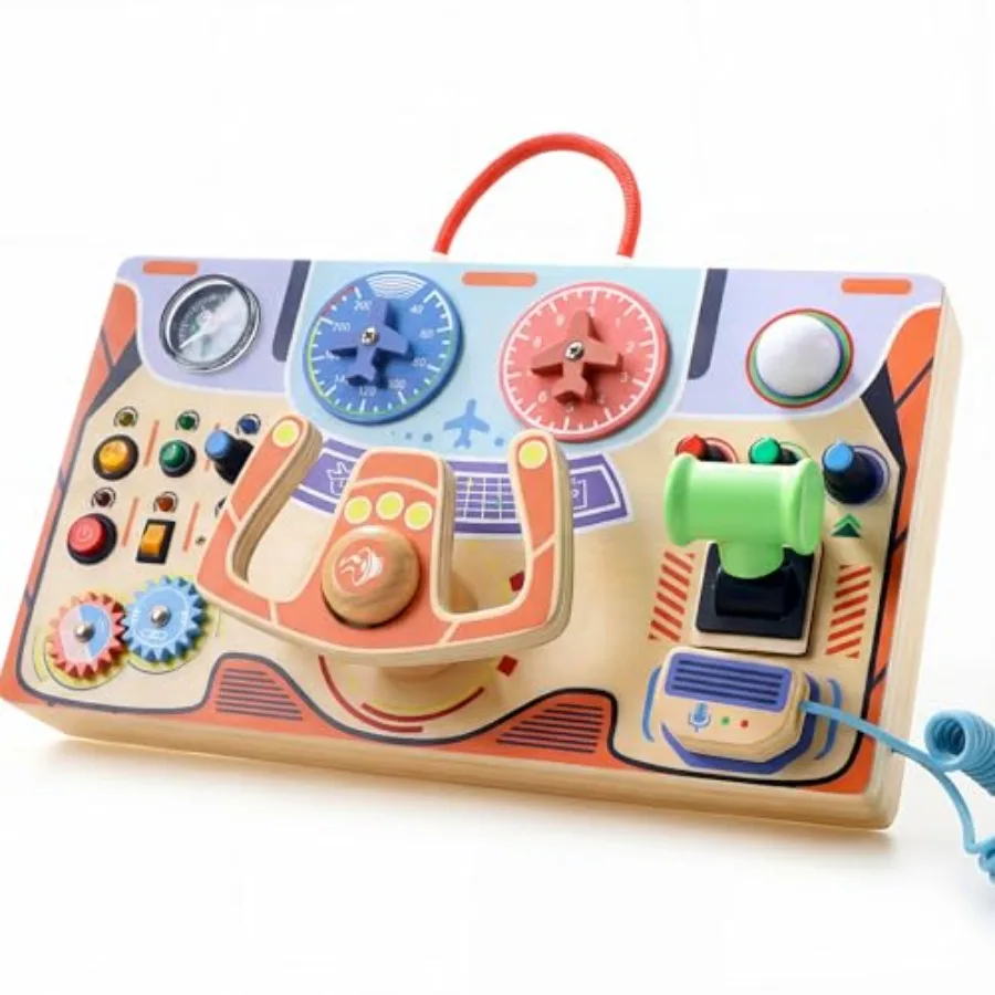 Montessori Busy Board for Toddlers 2-4Wooden Sensory Steering Wheel Toys with LED Light Switch Travel Toy Educational Fidget Ac
Montessori Busy Board for Toddlers 2-4Wooden Sensory Steering Wheel Toys with LED Light Switch Travel Toy Educational Fidget Ac