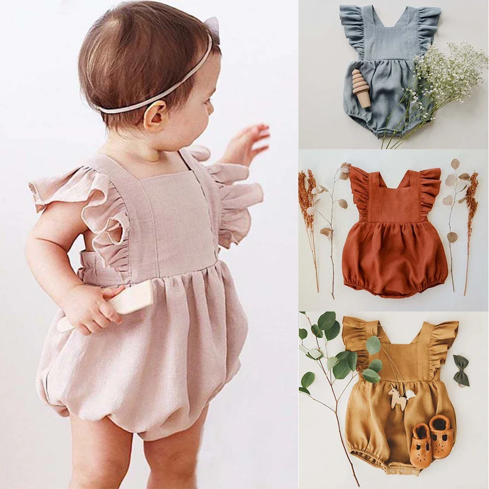 Baby Girls Solid Summer Romper For 0-24M Linen Ruffles Short Sleeve Outfits Bodysuit Clothes Newborn Toddler Jumpsuits For Baby
Baby Girls Solid Summer Romper For 0-24M Linen Ruffles Short Sleeve Outfits Bodysuit Clothes Newborn Toddler Jumpsuits For Baby