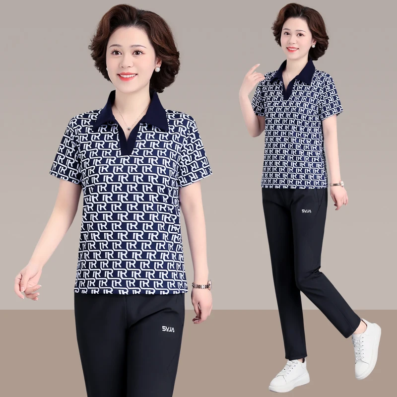 Casual Faion ort Sve T-irt Sportswear for Middle-Aged Mothers Summer New Arrival Lightweight Classic Length Women's Top
Casual Faion ort Sve T-irt Sportswear for Middle-Aged Mothers Summer New Arrival Lightweight Classic Length Women's Top