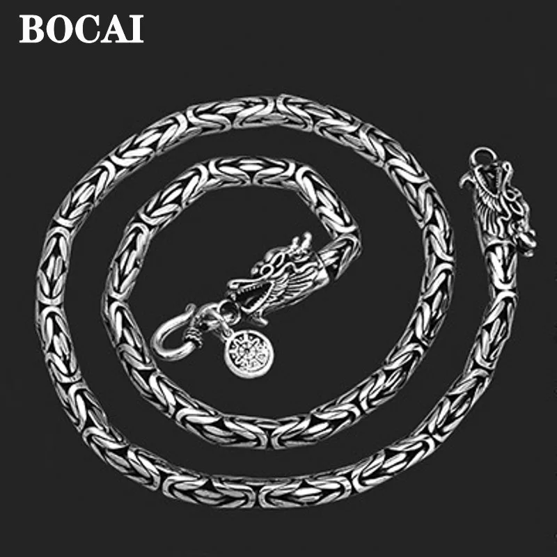 Ожерелье BOCAI из настоящего серебра S925 пробы для мужчин и женщин, безопасные линии для ручного лидера, дракон, головы Кейна
Ожерелье BOCAI из настоящего серебра S925 пробы для мужчин и женщин, безопасные линии для ручного лидера, дракон, головы Кейна