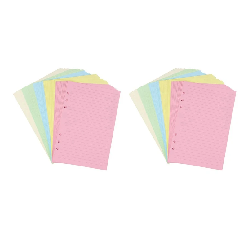 A5 Colorful 6-Hole Punched Ruled Refills Inserts For Organizer Binder, 5-Color Loose Leaf Planner Filler Paper,100Sheets
A5 Colorful 6-Hole Punched Ruled Refills Inserts For Organizer Binder, 5-Color Loose Leaf Planner Filler Paper,100Sheets