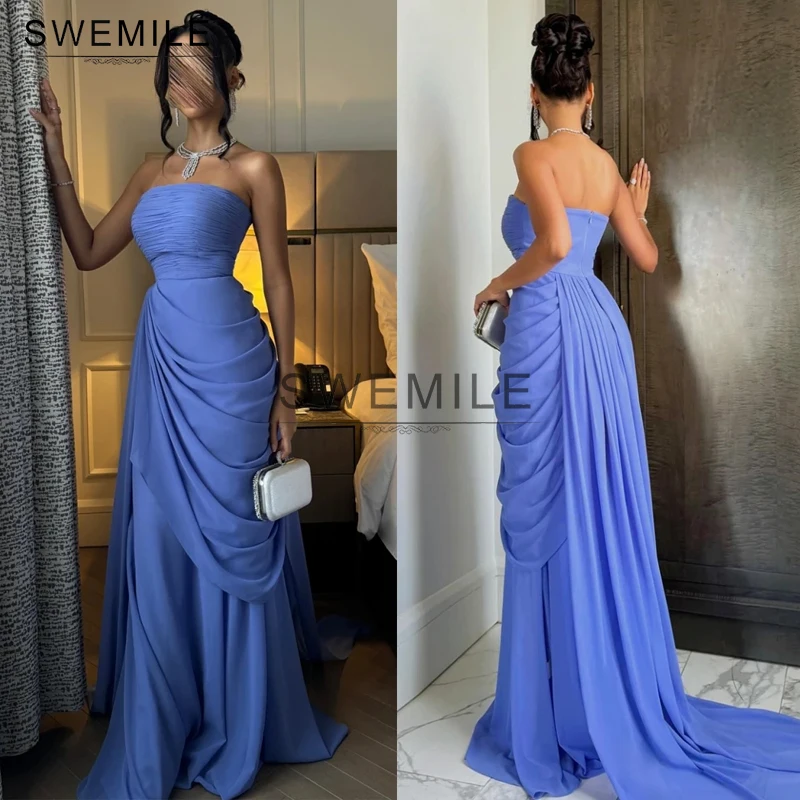 SWEMILE Simple Strapless Pleat Chiffon Evening Dress High Quality Panel Train Prom Dresses Classic Asymmetrical Celebrity Gowns 
SWEMILE Simple Strapless Pleat Chiffon Evening Dress High Quality Panel Train Prom Dresses Classic Asymmetrical Celebrity Gowns