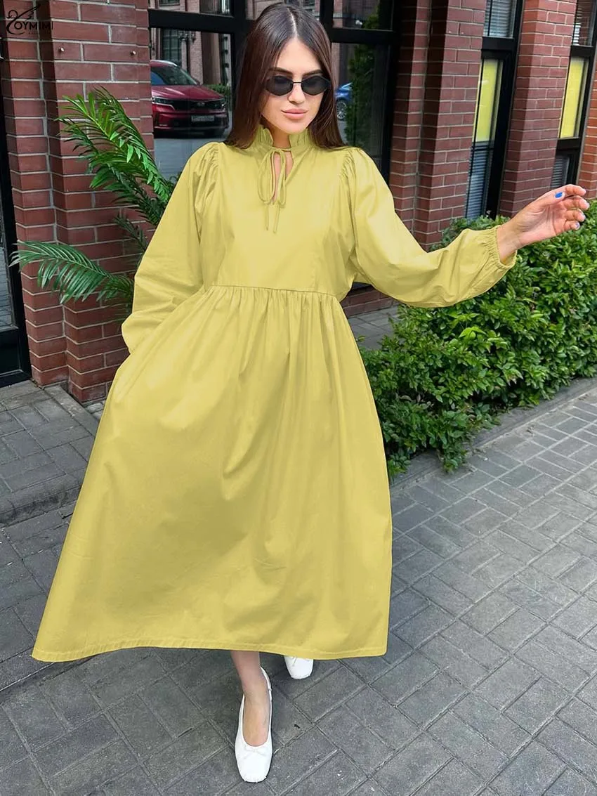 Oymimi Fashion Yellow Cotton Dresses 2025 Woman Elegant Ruffled Lace-Up Wrist Sleeve Dresses Autumn High Waist Mid-Calf Dress
Oymimi Fashion Yellow Cotton Dresses 2025 Woman Elegant Ruffled Lace-Up Wrist Sleeve Dresses Autumn High Waist Mid-Calf Dress