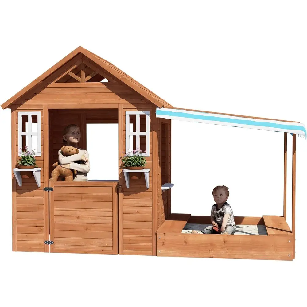 BIRASIL Kids Playhouse with Sandbox, Wooden Outdoor Cottage Play House with Sand Pit or Backyard Garden Ages 3 to 10 Years Old (
BIRASIL Kids Playhouse with Sandbox, Wooden Outdoor Cottage Play House with Sand Pit or Backyard Garden Ages 3 to 10 Years Old (