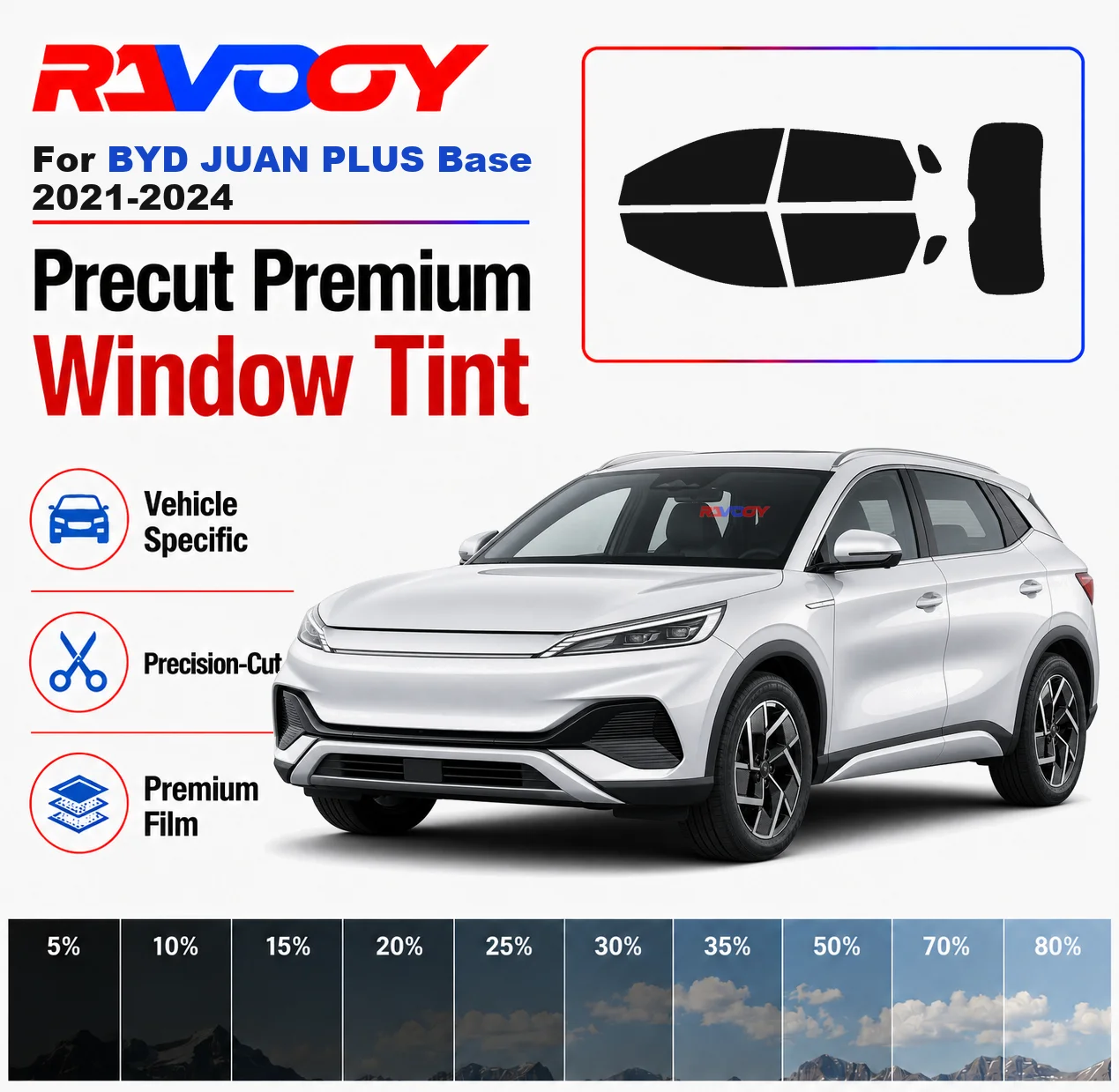 Premium Precut Window Tint Kit Front Rear Windows Rear Windshield For BYD JUAN PLUS Base 2021-2024 Car Solar Nano Ceramic Film
Premium Precut Window Tint Kit Front Rear Windows Rear Windshield For BYD JUAN PLUS Base 2021-2024 Car Solar Nano Ceramic Film