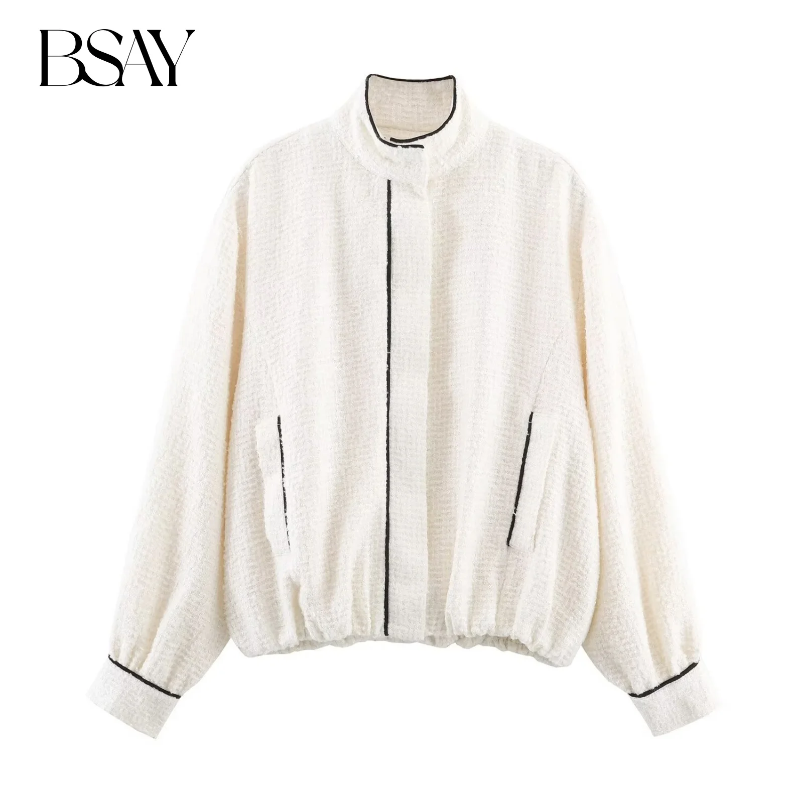BSAY куртка-бомбер с контрастной отделкой, женская одежда, зима 2024, новая корейская мода, белые свободные пальто на молнии с воротником-стойкой
BSAY куртка-бомбер с контрастной отделкой, женская одежда, зима 2024, новая корейская мода, белые свободные пальто на молнии с воротником-стойкой