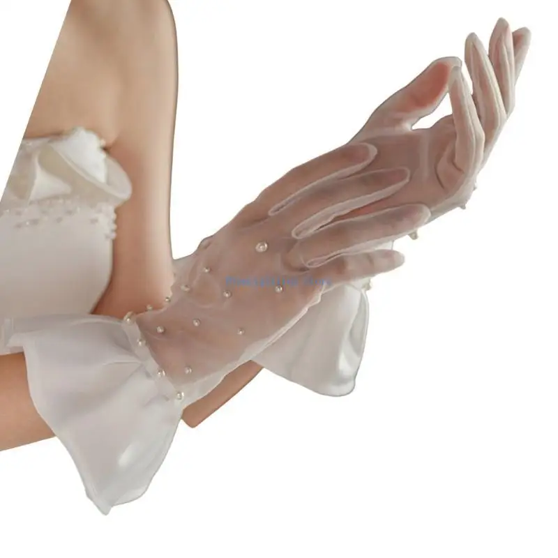 652B Pearls Short Gloves for Women Wedding Dancing Elastic Full Finger Gloves Ruffle
652B Pearls Short Gloves for Women Wedding Dancing Elastic Full Finger Gloves Ruffle