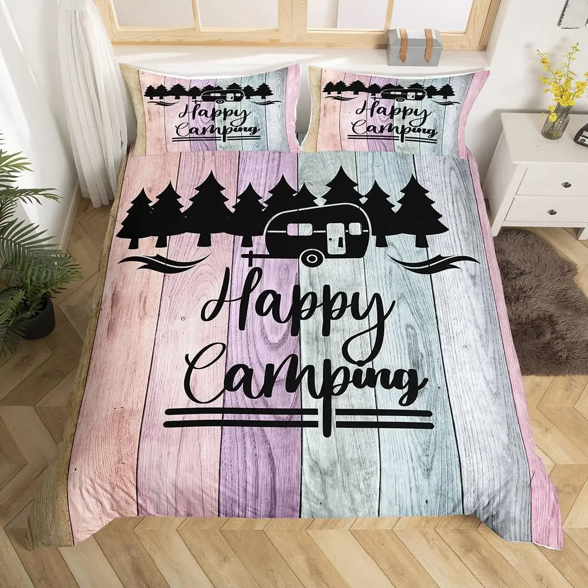 Happy Camping Duvet Cover Queen for Boys,Teens,Adult, Rustic Farmhouse Style Bedding Set, Vintage Old Barn Door Comforter Cover
Happy Camping Duvet Cover Queen for Boys,Teens,Adult, Rustic Farmhouse Style Bedding Set, Vintage Old Barn Door Comforter Cover