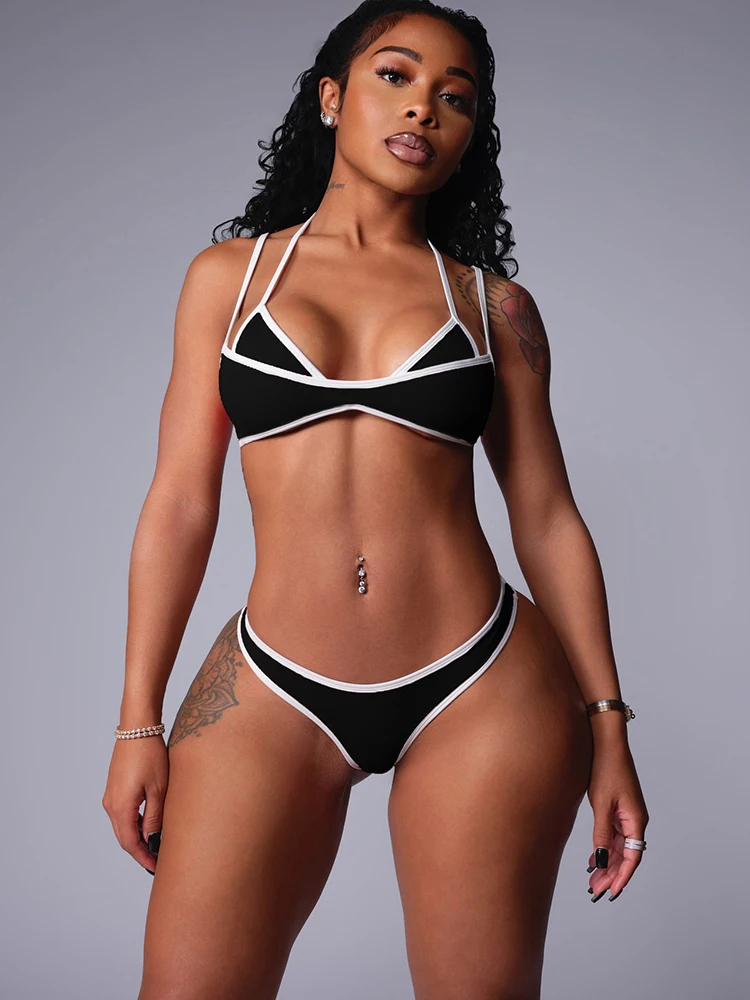 Nibber Sexy Patchwork 2 Piece Set Women Swimsuit Beach White Border Halter Bra Tops+Panties Basic Skinny Clubwear Vacation Suits
Nibber Sexy Patchwork 2 Piece Set Women Swimsuit Beach White Border Halter Bra Tops+Panties Basic Skinny Clubwear Vacation Suits
