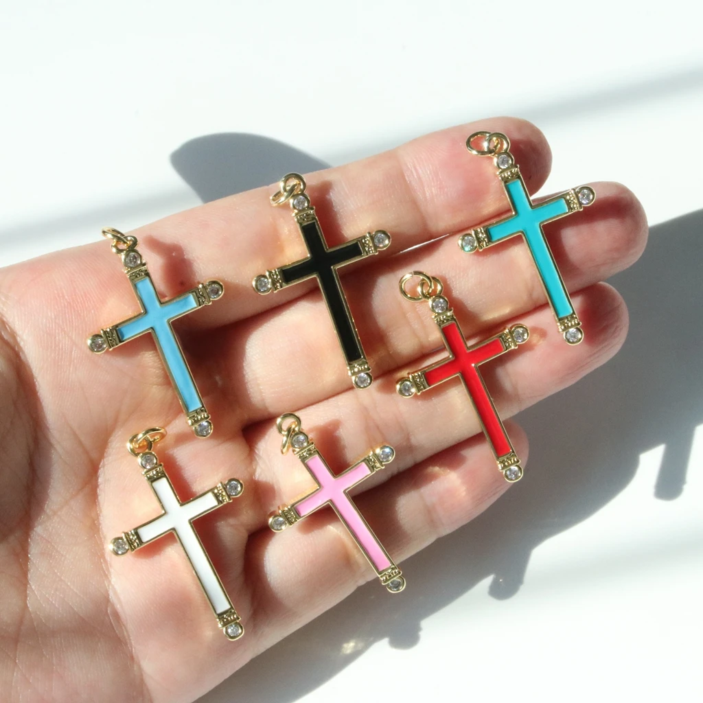 10pcs-33*21mm Enamel zircon Cross Copper Christian Charm Pendant for Bracelet Necklace Earrings Handmade DIY Accessories
10pcs-33*21mm Enamel zircon Cross Copper Christian Charm Pendant for Bracelet Necklace Earrings Handmade DIY Accessories