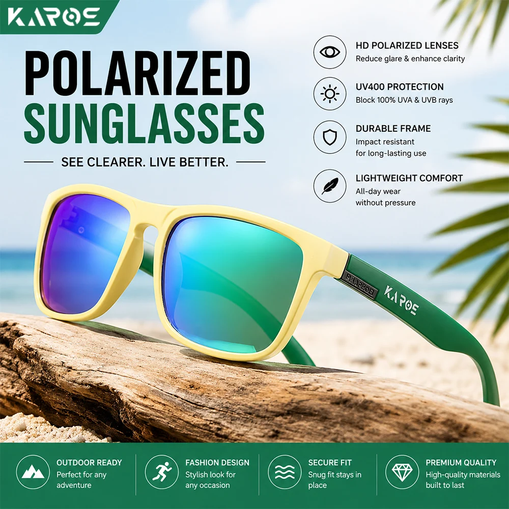 KAROS Unisex Polarized Sunglasses UV400 PC for Fishing Cycling Running Hiking Climbing Outdoor Sports Driving Sun Glasses Eyewea
KAROS Unisex Polarized Sunglasses UV400 PC for Fishing Cycling Running Hiking Climbing Outdoor Sports Driving Sun Glasses Eyewea