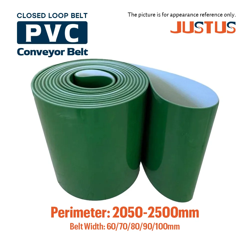 Perimeter 2050–2500mm, PVC Transmission Conveyor Belt, Thickness 1–5mm, Width 60-100mm, custom sizes available
Perimeter 2050–2500mm, PVC Transmission Conveyor Belt, Thickness 1–5mm, Width 60-100mm, custom sizes available