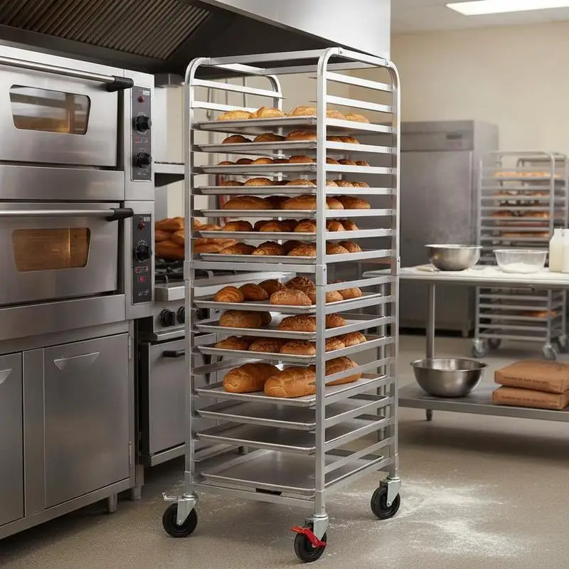 Aluminum Sheet Pan Trolley 26"L x 20.4"W x 70"H For Bakery Kitchen Restaurant, 20-Tier Storage Brake Wheels Heavy Duty Frame Mobile Organization Half Full Size Trays Compatible Professional Food Preparation Equipment
Aluminum Sheet Pan Trolley 26"L x 20.4"W x 70"H For Bakery Kitchen Restaurant, 20-Tier Storage Brake Wheels Heavy Duty Frame Mobile Organization Half Full Size Trays Compatible Professional Food Preparation Equipment