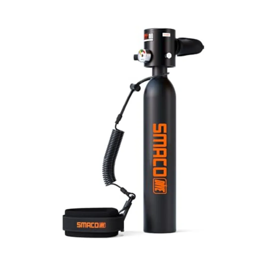 Mini Scuba Tank 0.5L portable reusable diving cylinder for snorkeling, freediving, boat cleaning air backup; aluminum alloy, bl
Mini Scuba Tank 0.5L portable reusable diving cylinder for snorkeling, freediving, boat cleaning air backup; aluminum alloy, bl