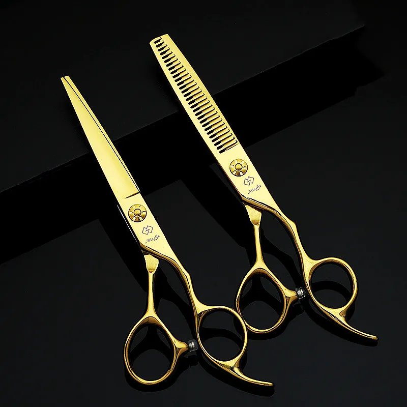 Gold Hair scissors 6-inch 440C steel Thinning shears Barber professional hair tools
Gold Hair scissors 6-inch 440C steel Thinning shears Barber professional hair tools
